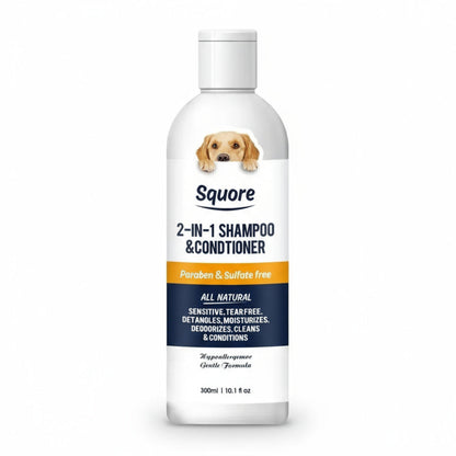 Squore 2-in-1 shampoo & conditioner bottle for dogs on a white background